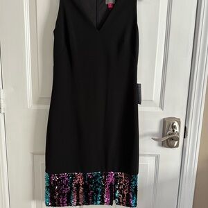 Vince Camuto Elegant Black Dress with Sequin Detail